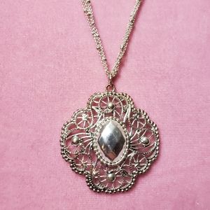 Large Silver Pendent and Matching Bracelet